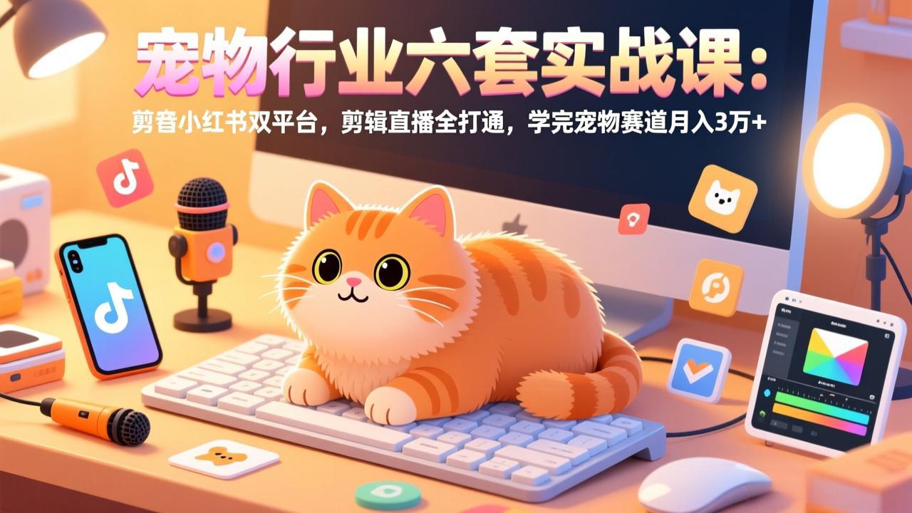 （17411期）宠物行业六套实战课：抖音小红书双平台，剪辑直播全打通，学完宠物赛道月入3万+-知创网