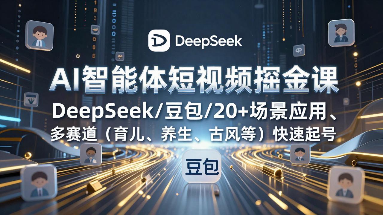 （17365期）AI智能体短视频掘金课，DeepSeek/豆包/20+场景应用、多赛道（育儿、养生、古风等）快速起号-知创网