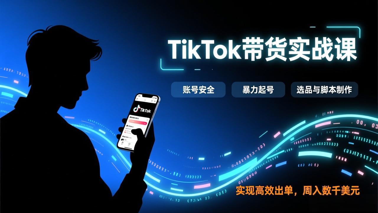 （17278期）TikTok带货实战课，涵盖账号安全、暴力起号、选品与脚本制作，实现高效出单，周入数千美元-知创网