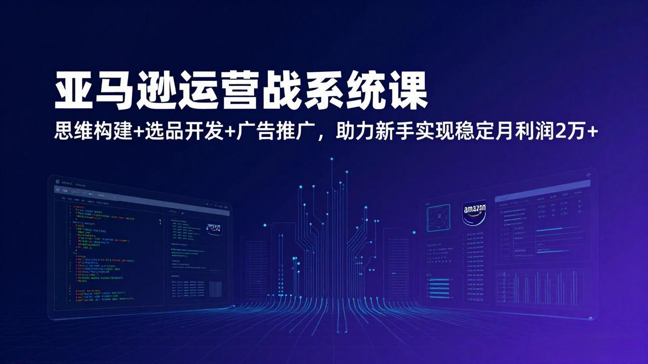 （17311期）亚马逊运营实战系统课，思维构建+选品开发+广告推广，助力新手实现稳定月利润2万+（更新）-知创网