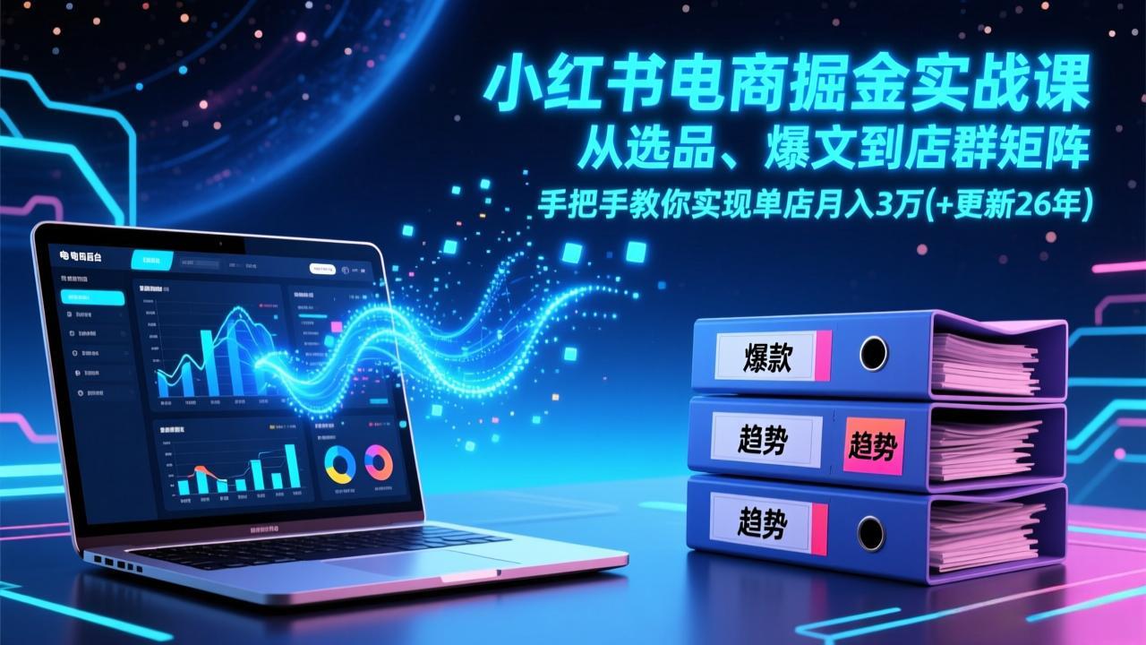 （17290期）小红书电商掘金实战课，从选品、爆文到店群矩阵，手把手教你实现单店月入3万+(更新26年)-知创网