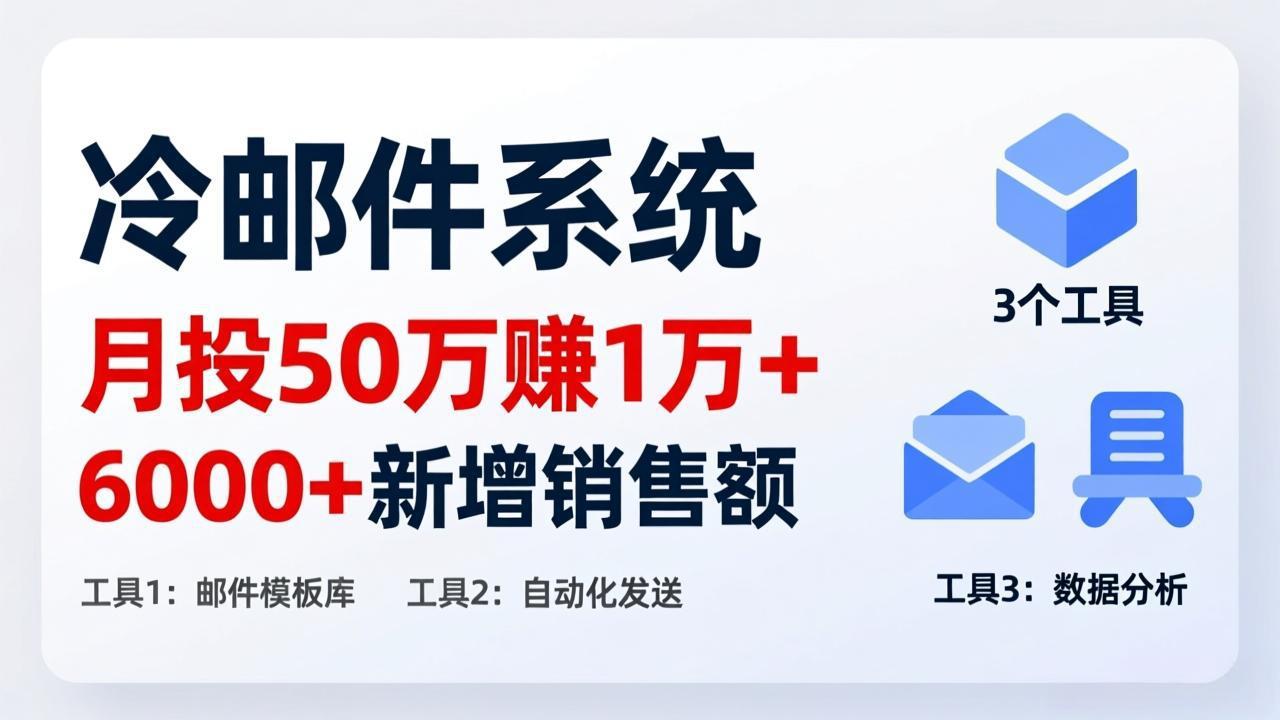 （17469期）月投 50 刀赚 1 万 +！冷邮件系统：6000 + 新增销售额，靠 3 个工具轻松搞-知创网