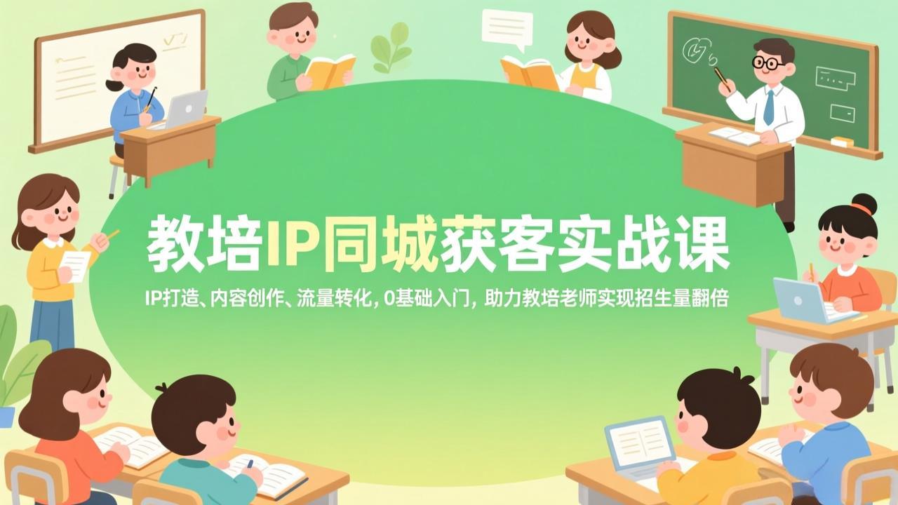 （17341期）教培IP同城获客实战课，IP打造、内容创作、流量转化，0基础入门，助力教培老师实现招生量翻倍-知创网