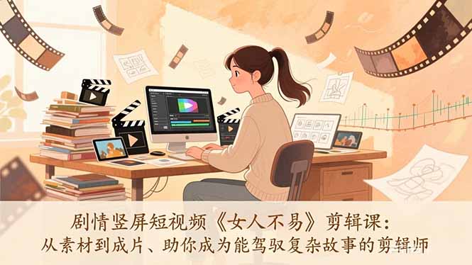 （17305期）剧情竖屏短视频《女人不易》剪辑课：从素材到成片、助你成为能驾驭复杂故事的剪辑师-知创网