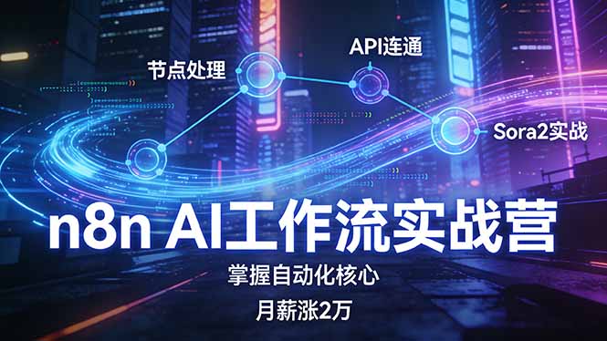 （17458期）n8n AI工作流实战营，节点处理+API连通+Sora2实战，掌握自动化核心月薪涨2万-知创网