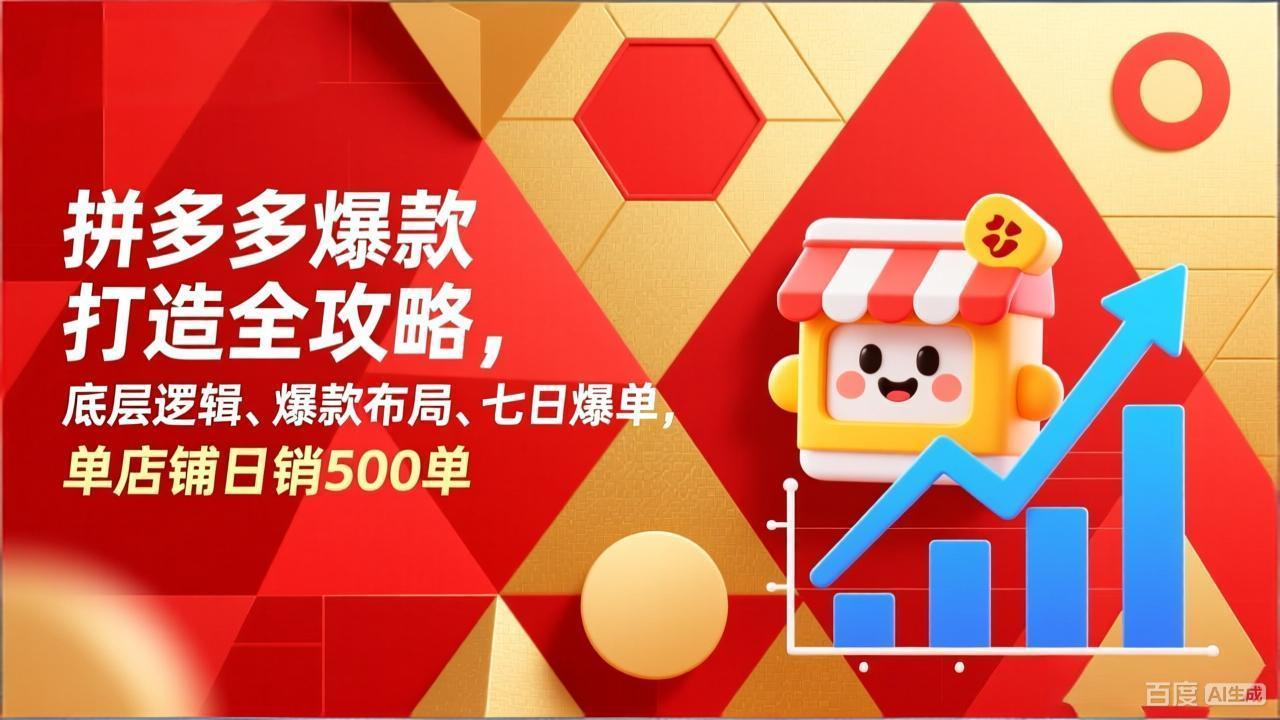 （17346期）拼多多爆款打造全攻略，底层逻辑、爆款布局、七日爆单，单店铺日销500单-知创网