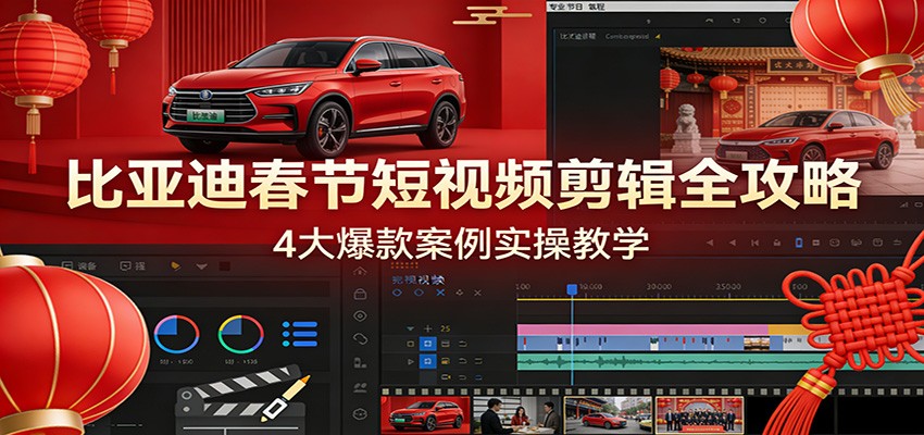 比亚迪春节短视频剪辑全攻略，4大爆款案例实操教学-知创网