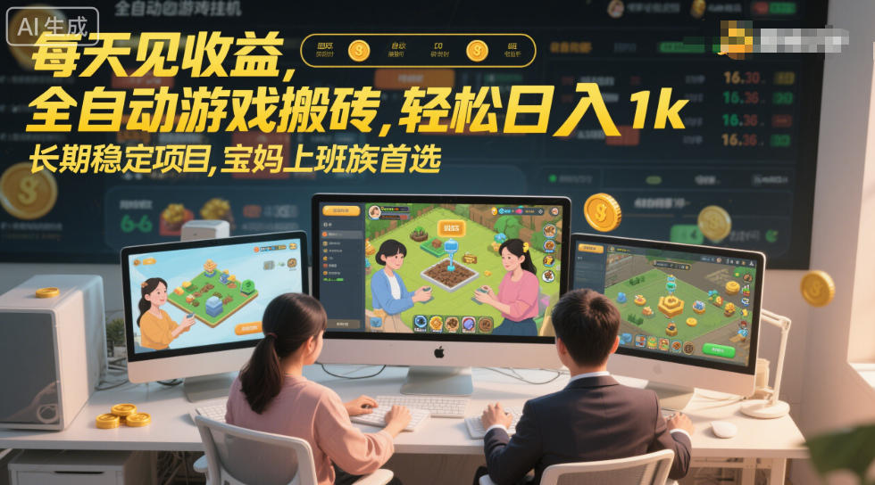 每天见收益，全自动游戏搬砖，轻松日入1k，长期稳定项目，宝妈上班族首选【揭秘】-知创网