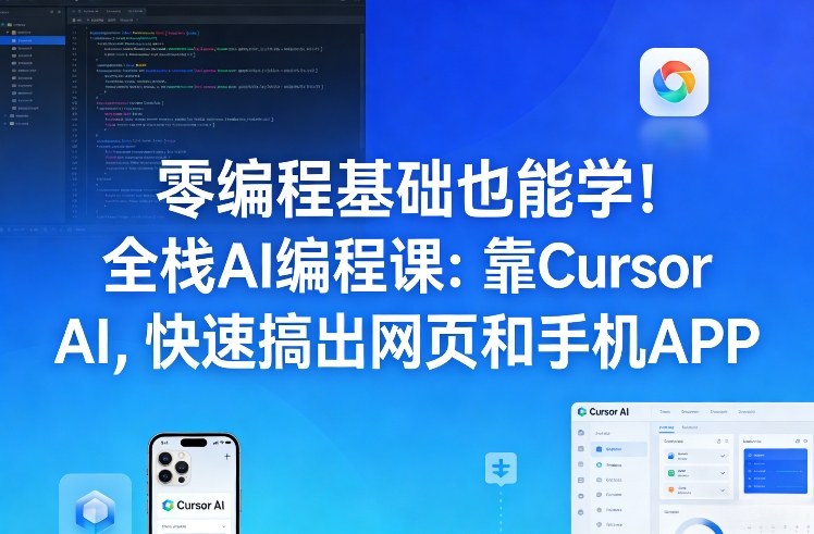 零编程基础也能学!全栈AI编程课:靠Cursor AI,快速搞出网页和手机APP-知创网