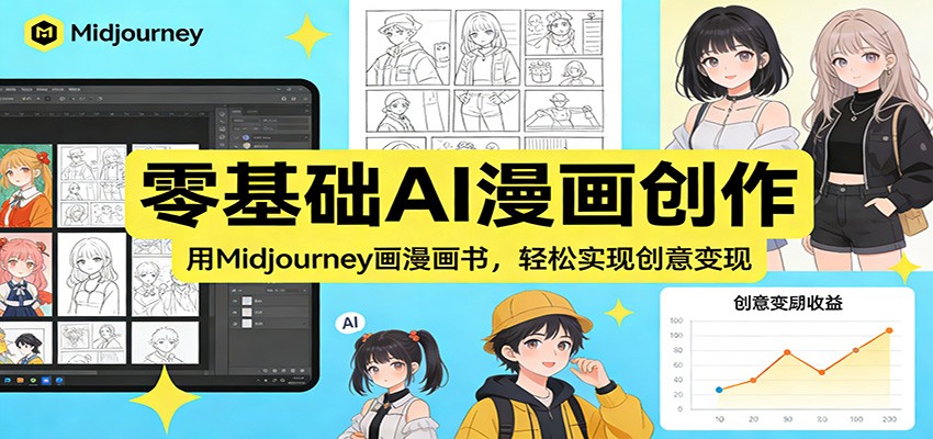 零基础AI漫画创作：用Midjourney画漫画书，轻松实现创意变现-知创网