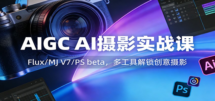AIGC AI摄影实战课:Flux/MJ V7/PS beta,多工具解锁创意摄影-知创网