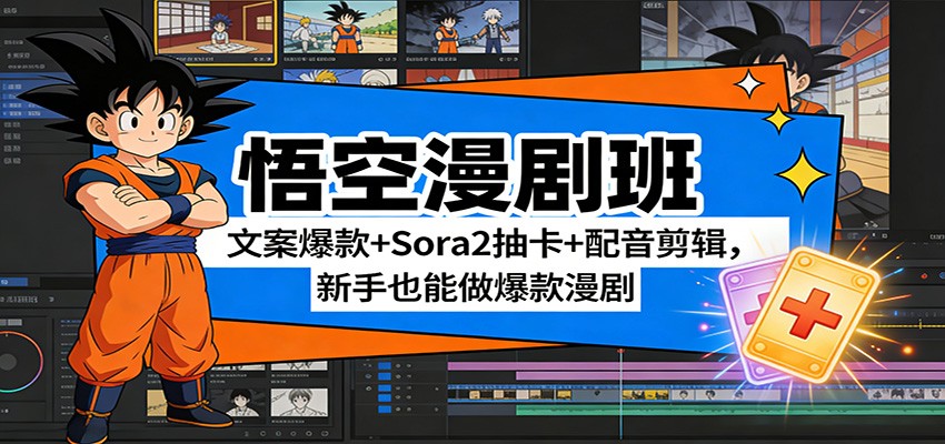 悟空漫剧班：文案爆款+Sora2抽卡+配音剪辑，新手也能做爆款漫剧-知创网