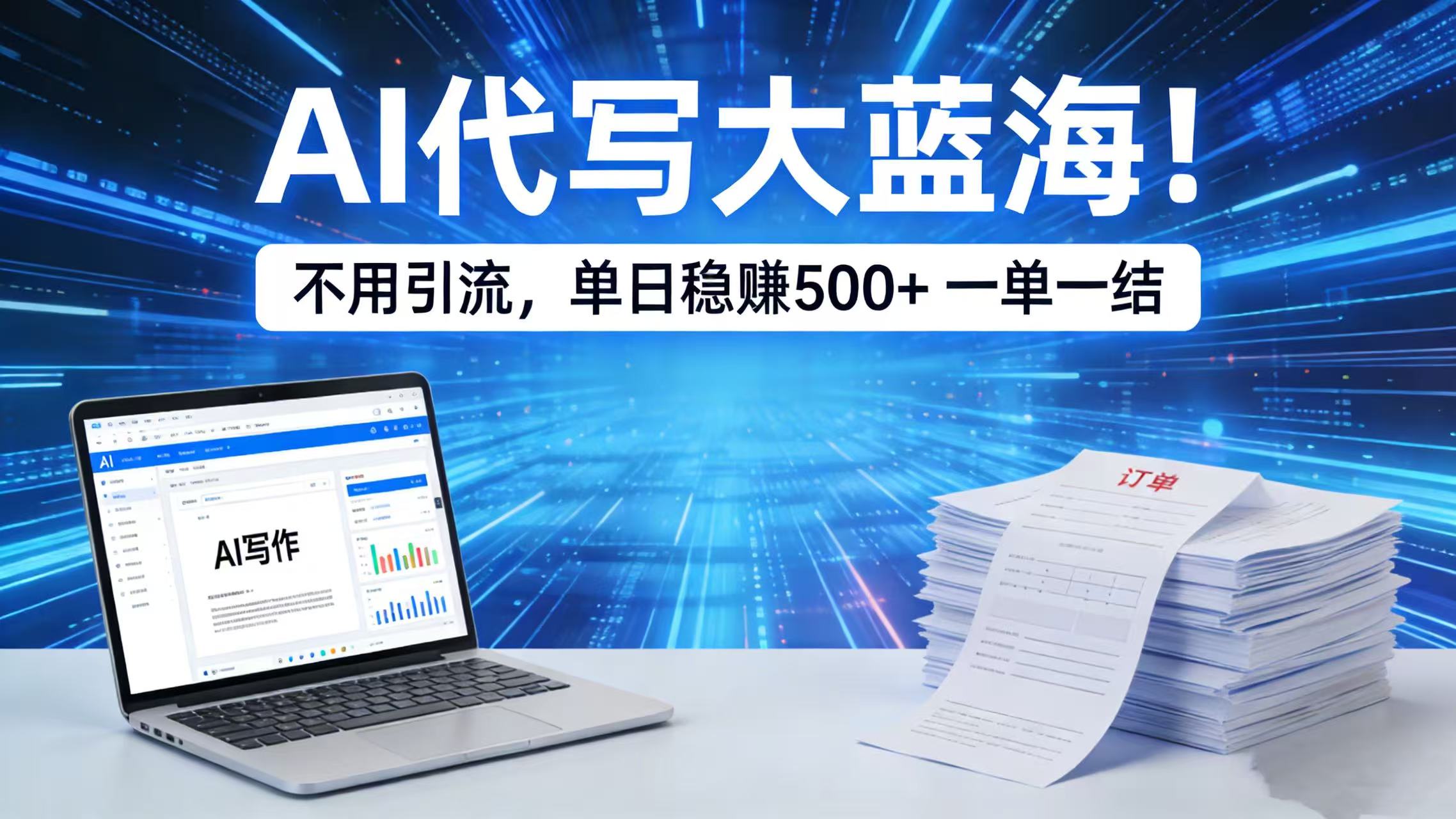 AI 代写大蓝海！不用引流，单日稳赚 500 + 一单一结-知创网