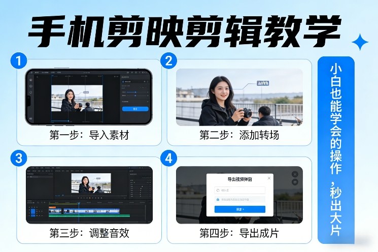 手机剪映剪辑教学，小白也能学会的操作，秒出大片-知创网