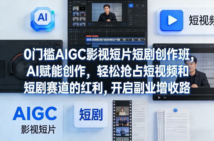0门槛AIGC影视短片短剧创作班,AI赋能创作,轻松抢占短视频和短剧赛道的红利,开启副业增收路-知创网