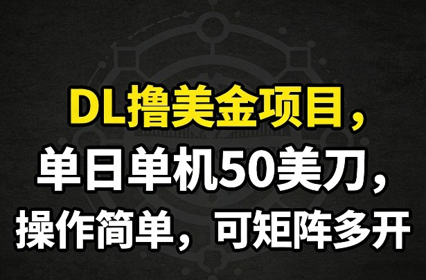 DL撸美金项目，单日单机50美刀，操作简单，可矩阵多开-知创网