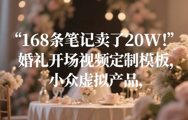 168条笔记卖了20W!婚礼开场视频定制模板,小众虚拟产品-知创网