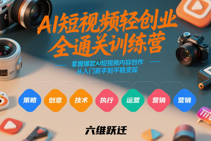 AI短视频轻创业全通关训练营，掌握爆款AI短视频内容创作，从入门新手到平稳变现的六维跃迁-知创网