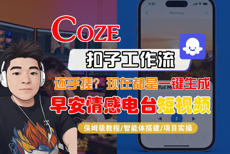 【Coze工作流搭建实操教程】【coze】早安情感电台日签视频还在手动做?用扣子工作流自动生成,省时90%-知创网