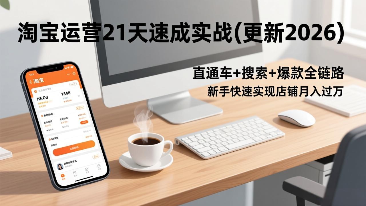 （17806期）淘宝运营21天速成实战(更新3月)，直通车+搜索+爆款全链路，新手快速实现店铺月入过万-知创网