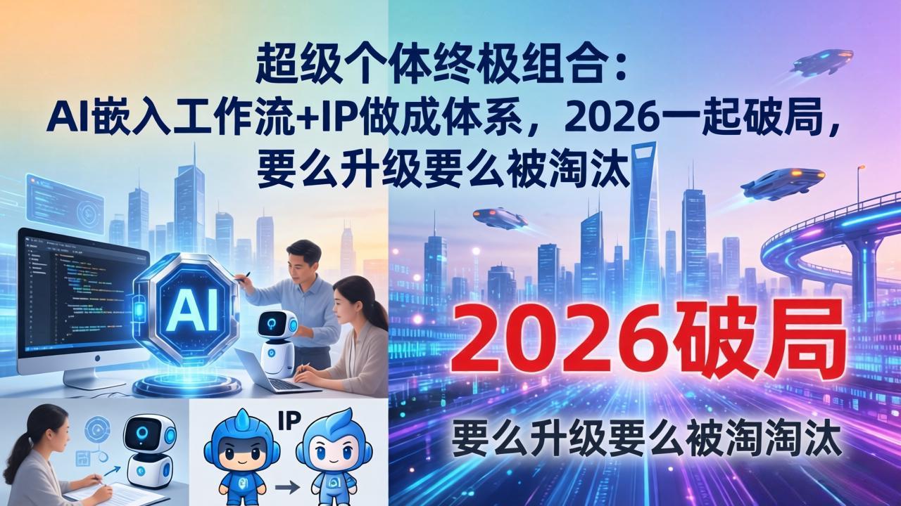 （17808期）超级个体终极组合-更新：AI嵌入工作流+IP做成体系，2026一起破局，要么升级要么被淘汰-知创网