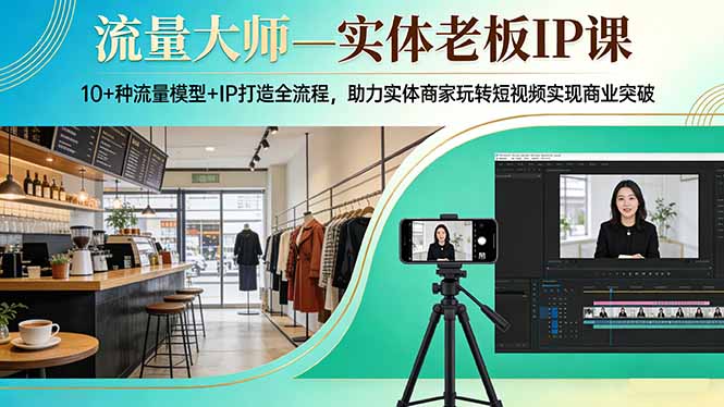 （17638期）流量大师—实体老板IP课：10+种流量模型+IP打造全流程，助力实体商家玩转短视频实现商业突破-知创网