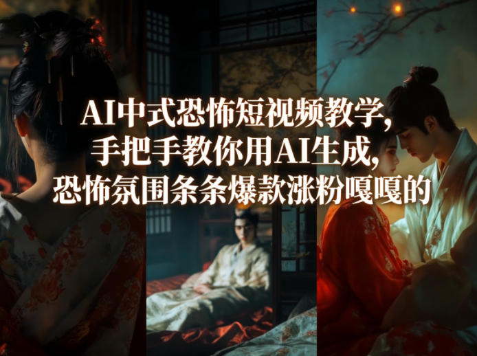 AI中式恐怖短视频教学，手把手教你用AI生成，恐怖氛围条条爆款涨粉嘎嘎的-知创网
