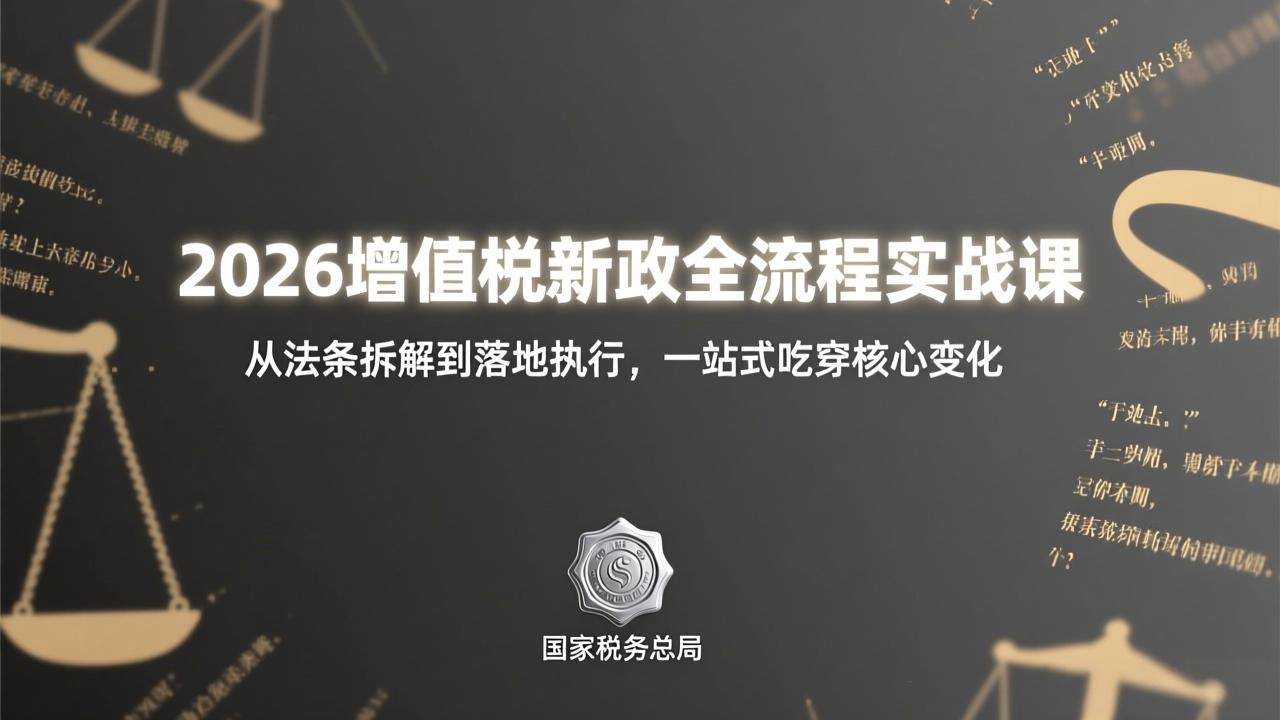 (17529期)2026增值税新政全流程实战课:从法条拆解到落地执行,一站式吃透核心变化-知创网