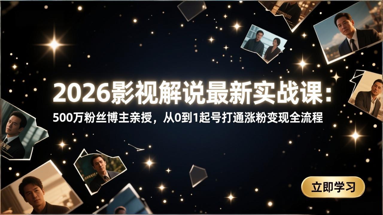 (17530期)2026影视解说最新实战课:500万粉丝博主亲授,从0到1起号打通涨粉变现全流程-知创网