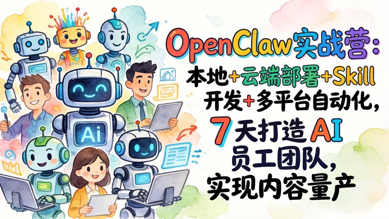 (17626期)OpenClaw实战营:本地+云端部署+Skill开发+多平台自动化,7 天打造 AI 员工团队,实现内容量产-知创网