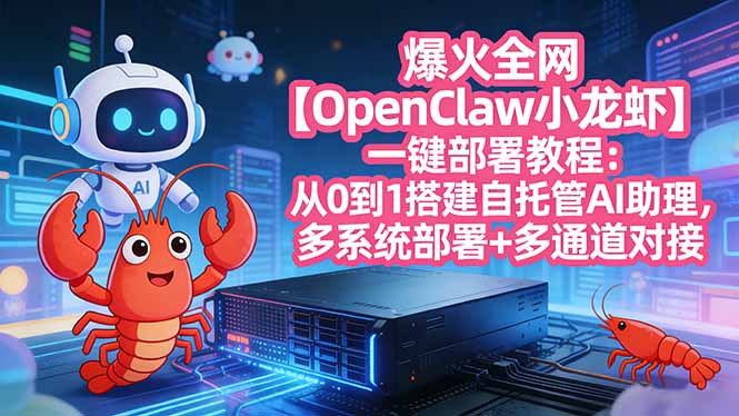 （17612期）爆火全网【OpenClaw 小龙虾】一键部署教程：从0到1搭建自托管AI助理，多系统部署+多通道对接-知创网