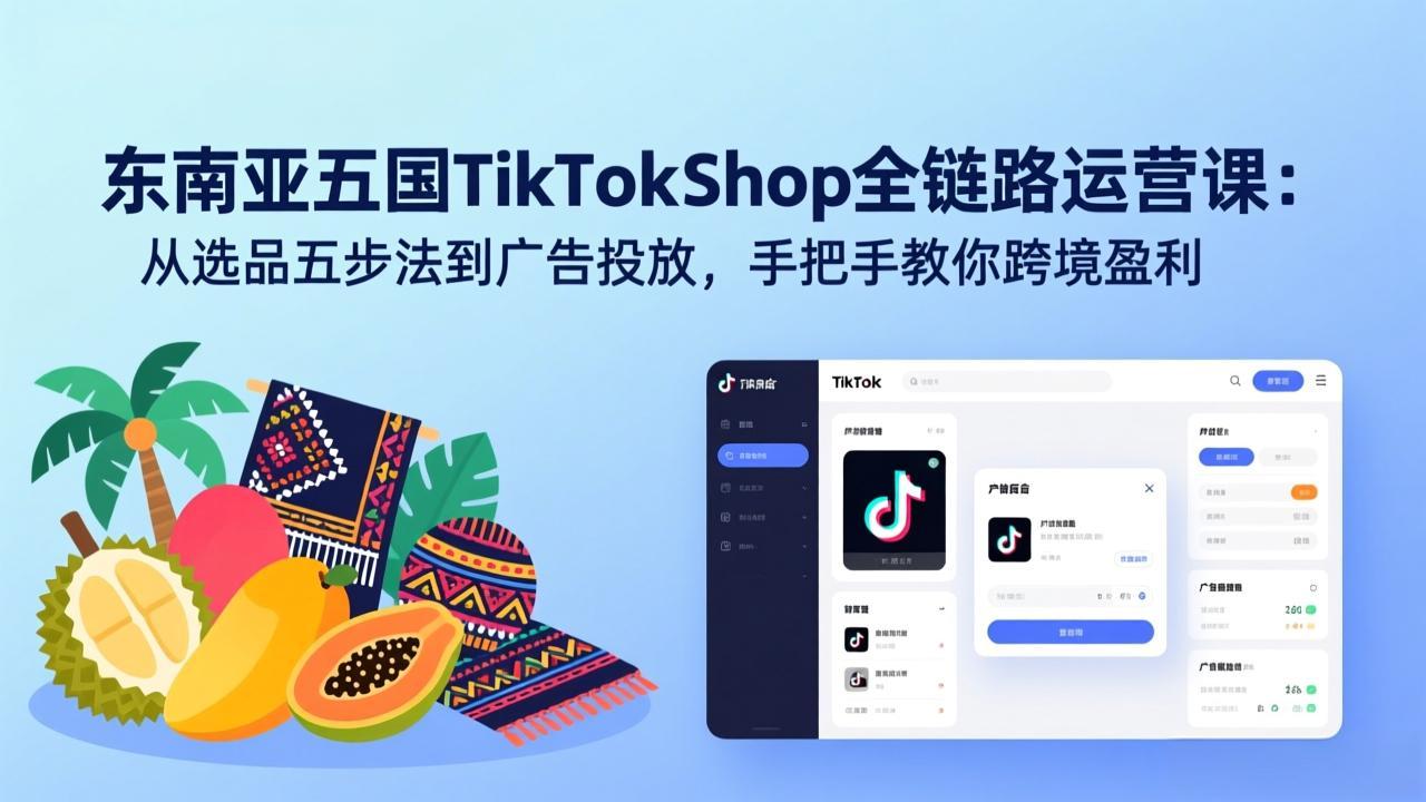 （17511期）东南亚五国TikTok Shop全链路运营课：从选品五步法到广告投放，手把手教你跨境盈利-知创网