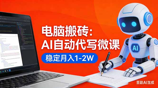 （17582期）电脑搬砖：AI自动代写微课，稳定月入1-2W，提供接单渠道，0门槛小白可做！-知创网