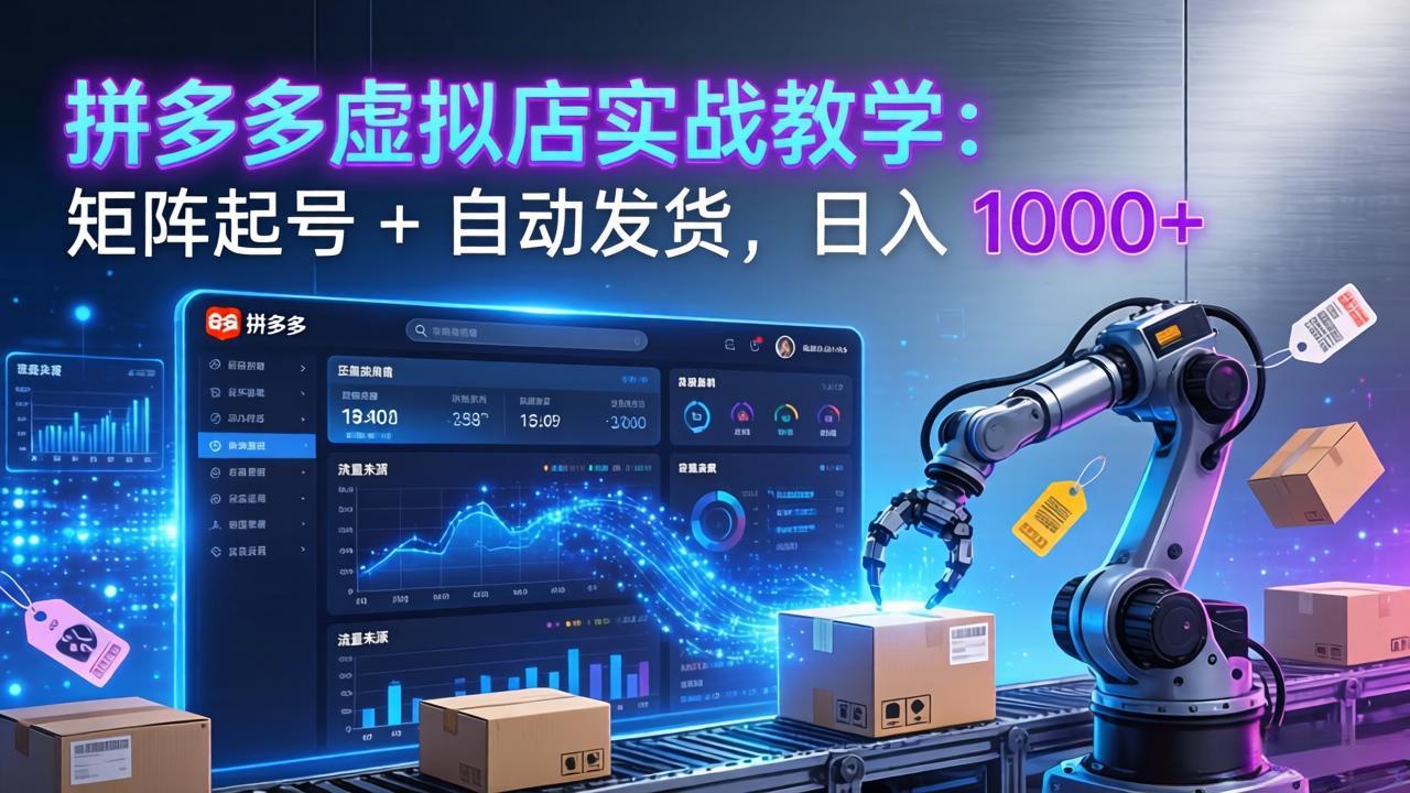 （17628期）拼多多虚拟店实战教学：矩阵起号 + 自动发货，日入 1000+-知创网