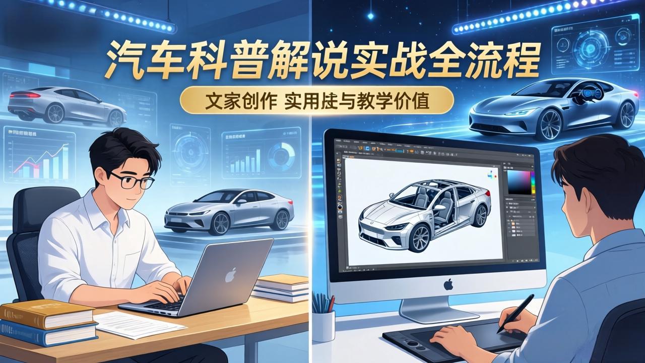 （17665期）抖音汽车科普解说实战：文案+动画+画面处理+去水印全流程，打造专业汽车科普视频-知创网