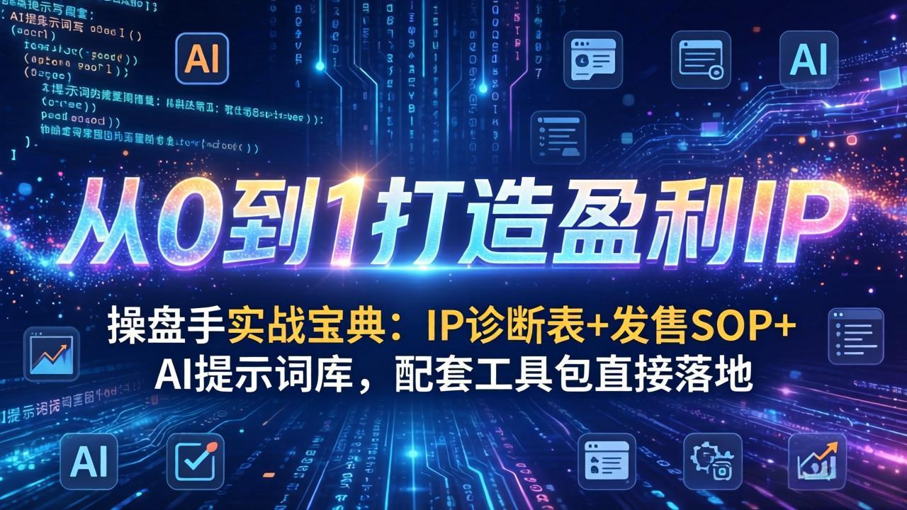 （17593期）操盘手实战宝典：IP诊断表+发售SOP+AI提示词库，配套工具包直接落地，从0到1打造盈利IP-知创网