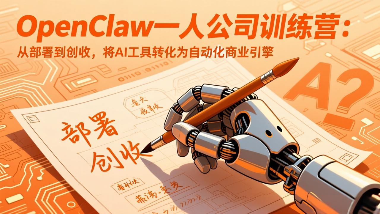 （17540期）OpenClaw一人公司训练营：从部署到创收，将AI工具转化为自动化商业引擎-知创网