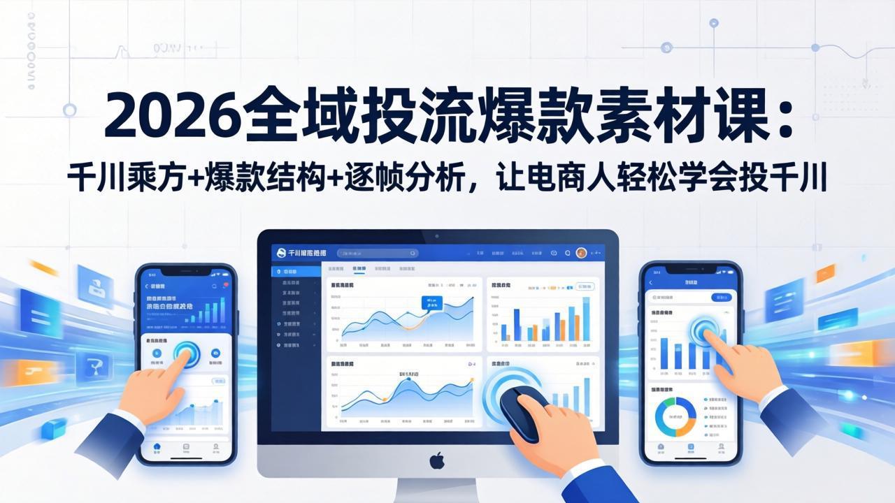 （17705期）2026全域投流爆款素材课：千川乘方+爆款结构+逐帧分析，让电商人轻松学会投千川-知创网