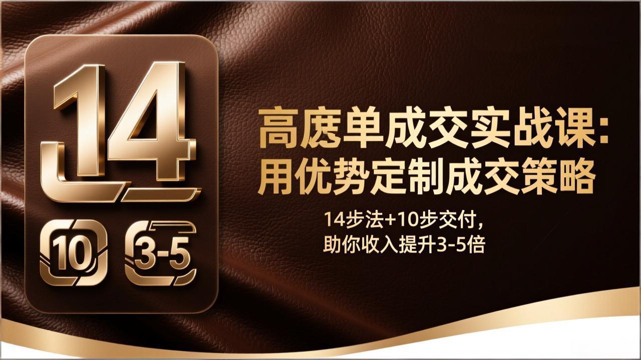 （17572期）高客单成交实战课：用优势定制成交策略，14步法+10步交付，助你收入提升3-5倍-知创网