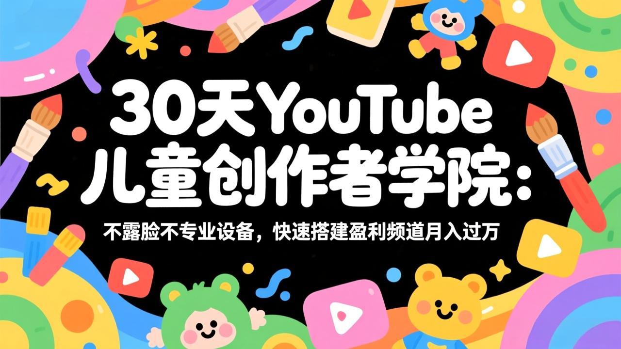 （17554期）30天YouTube儿童创作者学院：不露脸不专业设备，快速搭建盈利频道月入过万-知创网