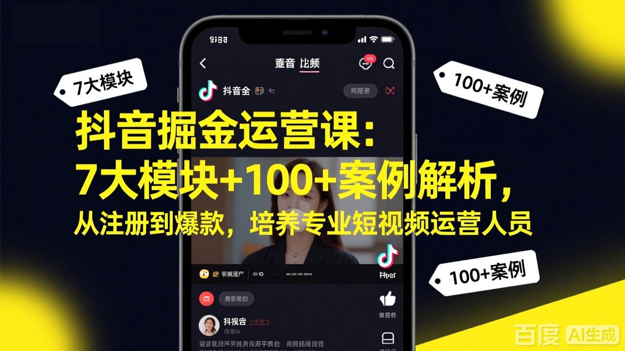 （17573期）抖音掘金运营课：7大模块+100+案例解析，从注册到爆款，培养专业短视频运营人员-知创网