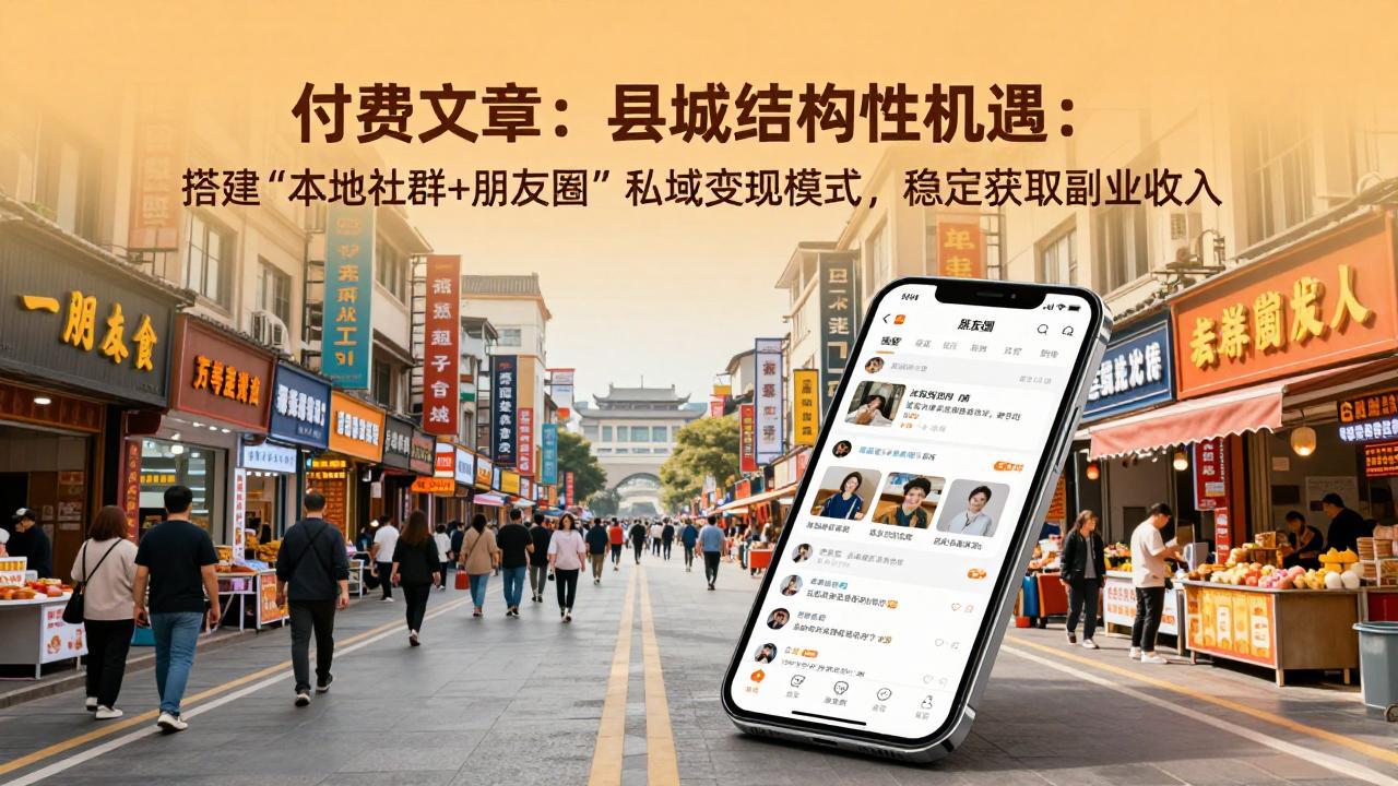 （17518期）付费文章：县城结构性机遇：搭建“本地社群+朋友圈”私域变现模式，稳定获取副业收入-知创网