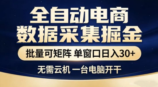 独家电商数据全自动采集项目，批量可矩阵，单窗口轻松日入3张+【揭秘】-知创网