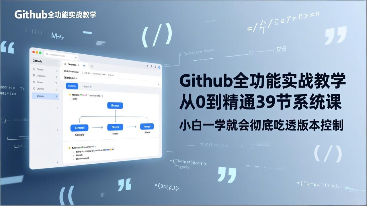 （17501期）GitHub-全功能实战教学，从0到精通39节系统课，小白一学就会彻底吃透版本控制-知创网