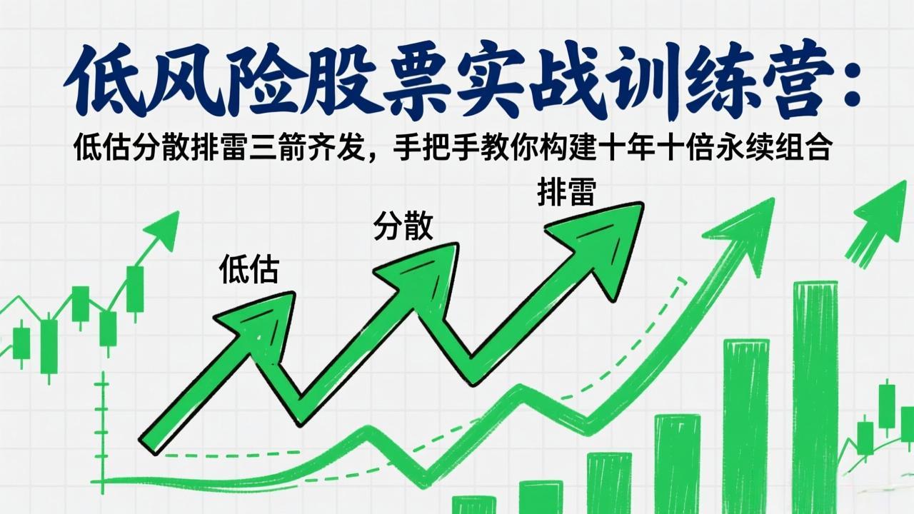 （17487期）低风险股票实战训练营：低估分散排雷三箭齐发，手把手教你构建十年十倍永续组合-知创网