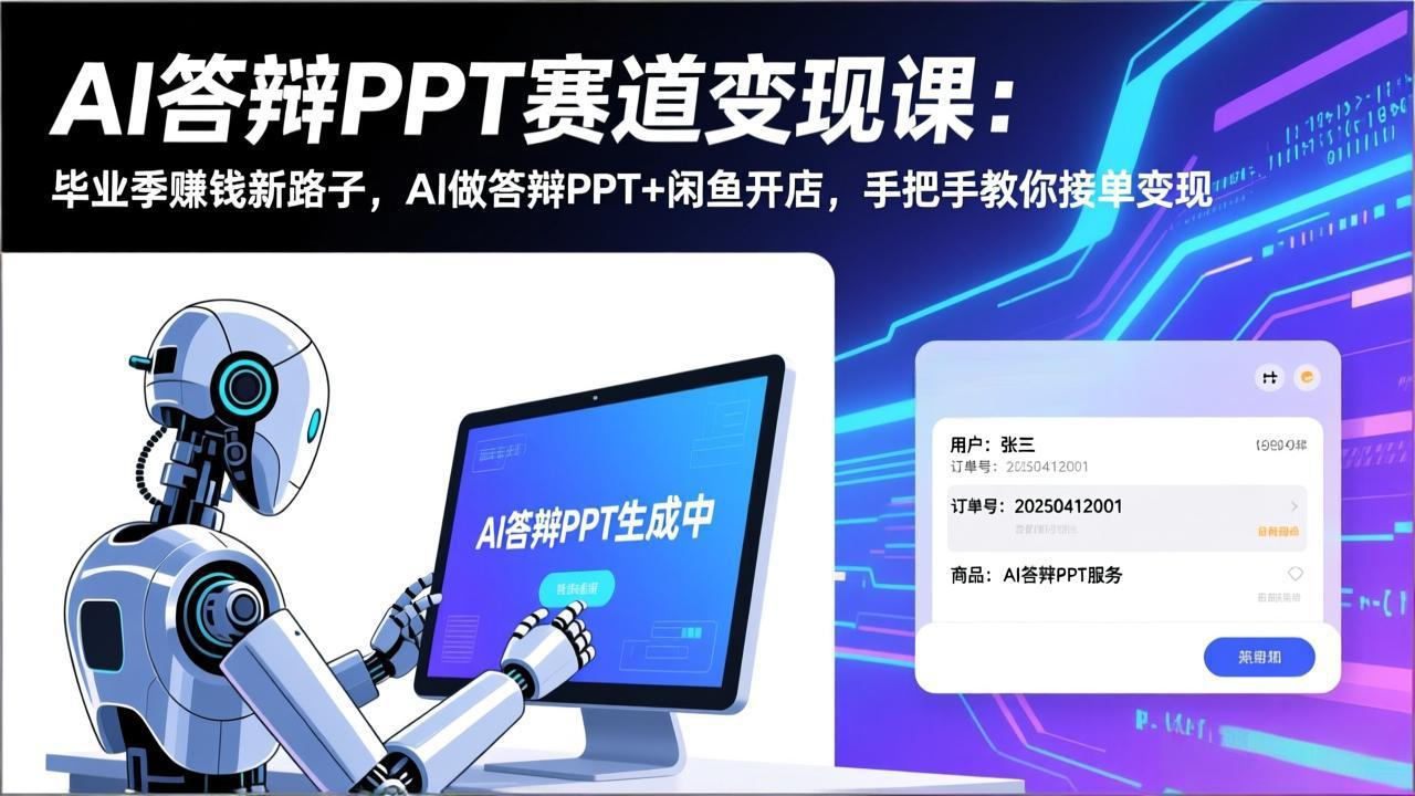（17546期）AI答辩PPT赛道变现课：毕业季赚钱新路子，AI做答辩PPT+闲鱼开店，手把手教你接单变现-知创网