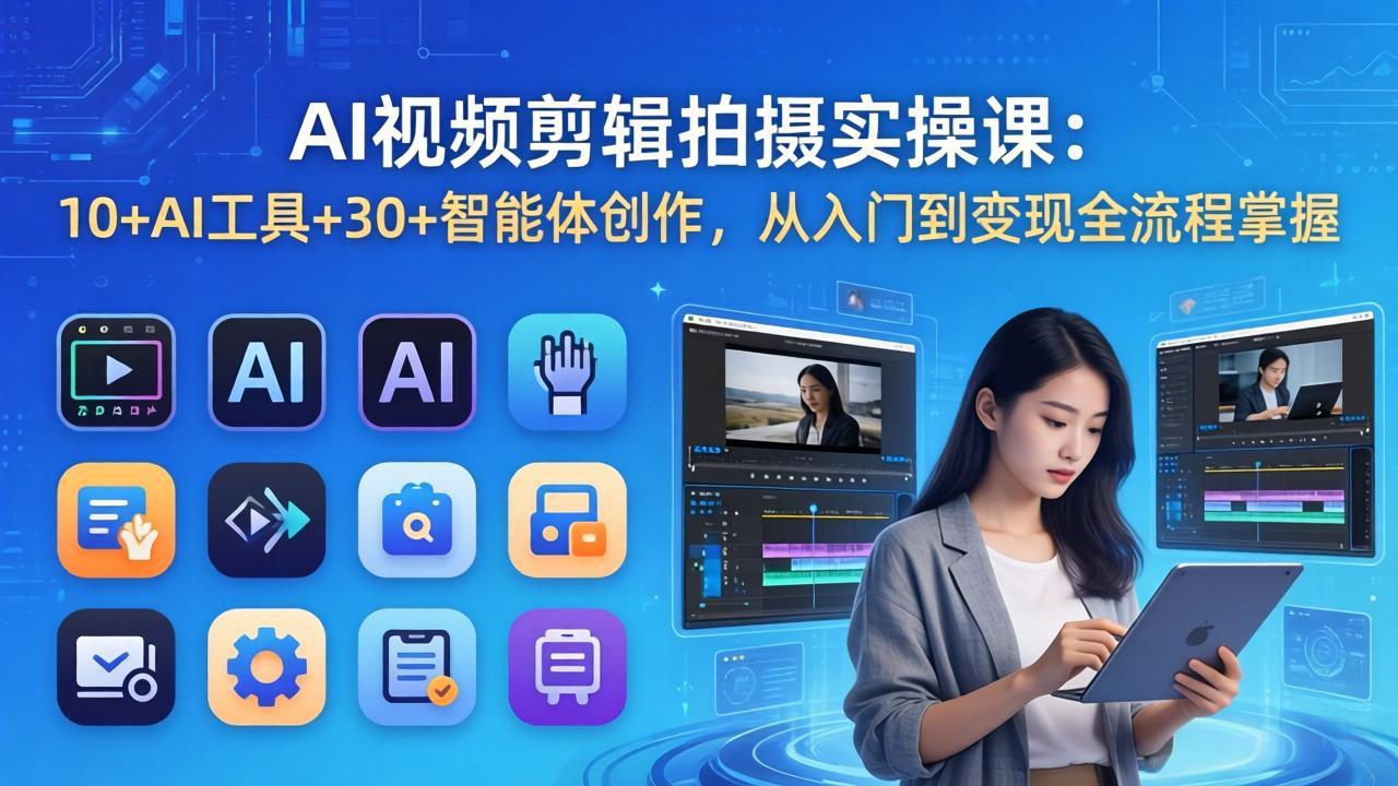 （17818期）AI 视频剪辑拍摄实操课：10+AI工具+30+智能体创作，从入门到变现全流程掌握-知创网