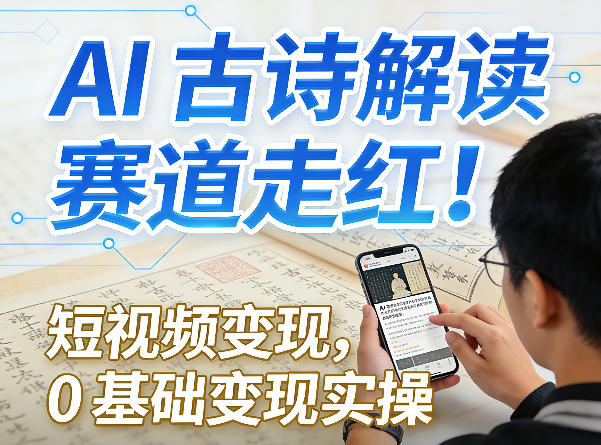 AI古诗解读赛道走红！短视频变现，0基础变现实操-知创网