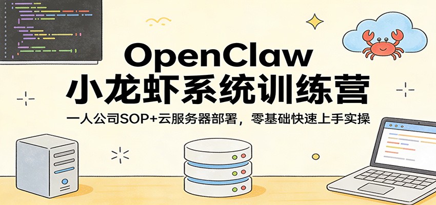 OpenClaw小龙虾系统训练营：一人公司SOP，云服务器部署，零基础快速上手实操-知创网