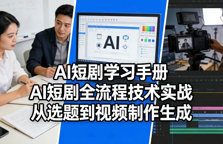 AI短剧学习手册，AI短剧全流程技术实战，从选题到视频制作生成-知创网